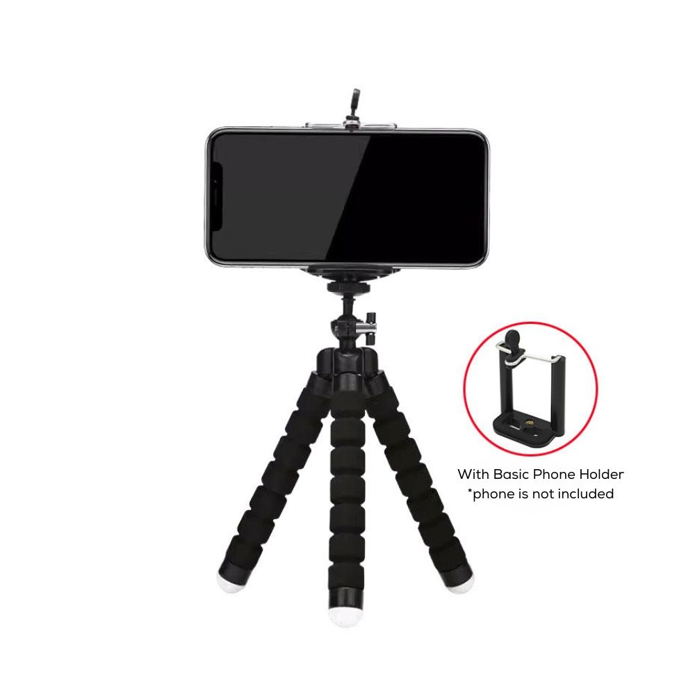 FlexiMount tripod with phone mounted and basic phone holder included